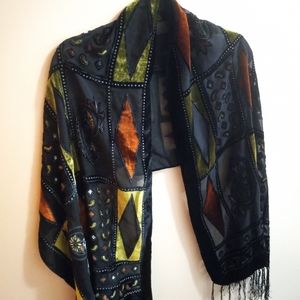 Vintage Mesh and Velvet Shawl